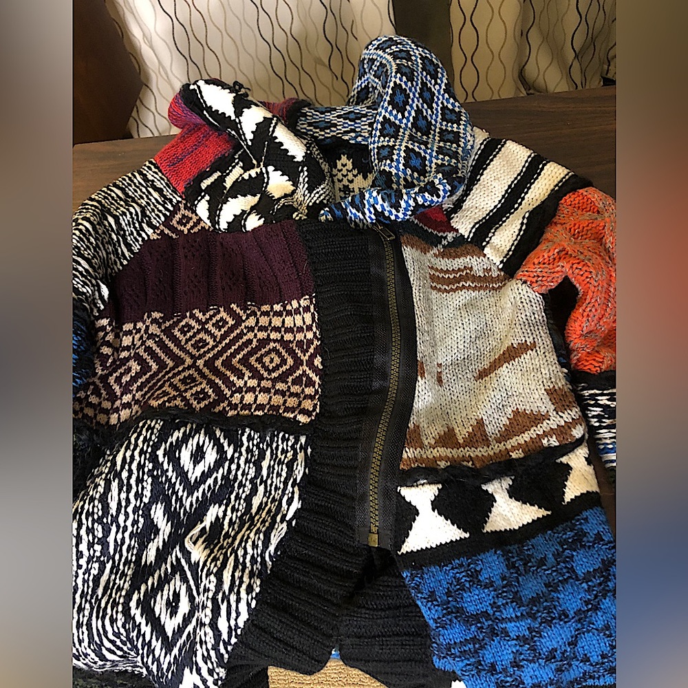 Desigual Patchwork Zip Cardigan Size Medium